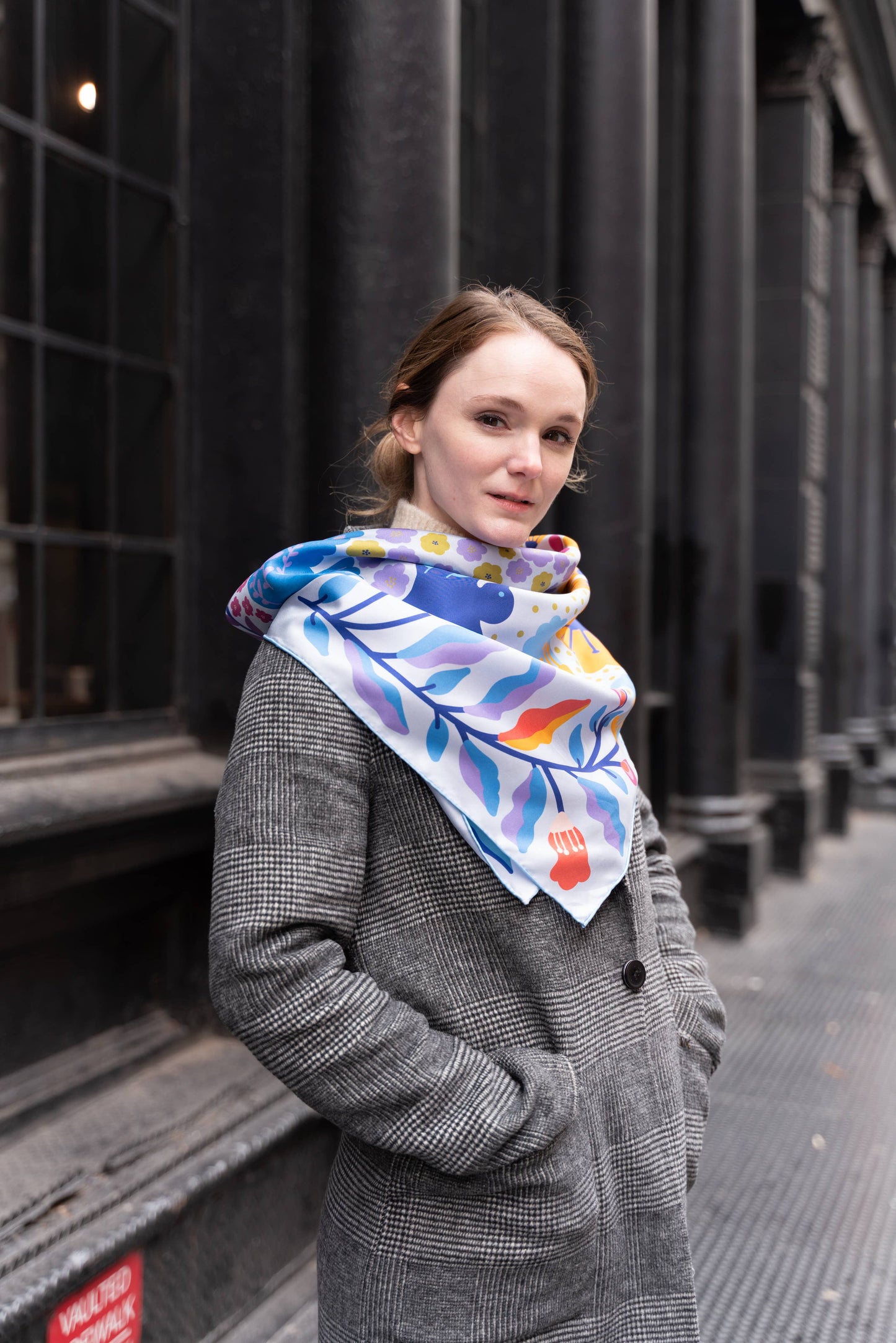 Jessie Zhao New York | Double Sided Silk Scarf of Blue Birds