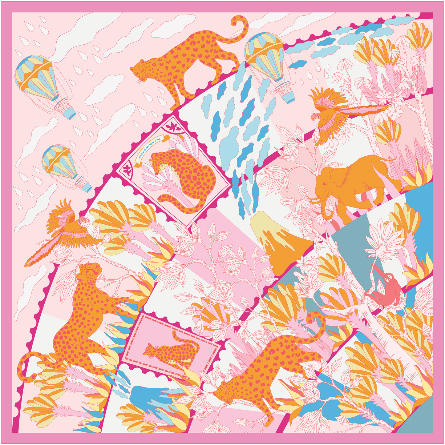 Jessie Zhao New York | Double Sided Silk Scarf of Around The World