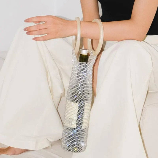 Luxe Crystal Wine Carrier: White