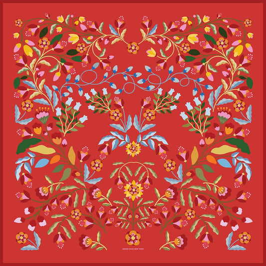 Jessie Zhao New York - Festival Flora Double Sided Silk Scarf SALE