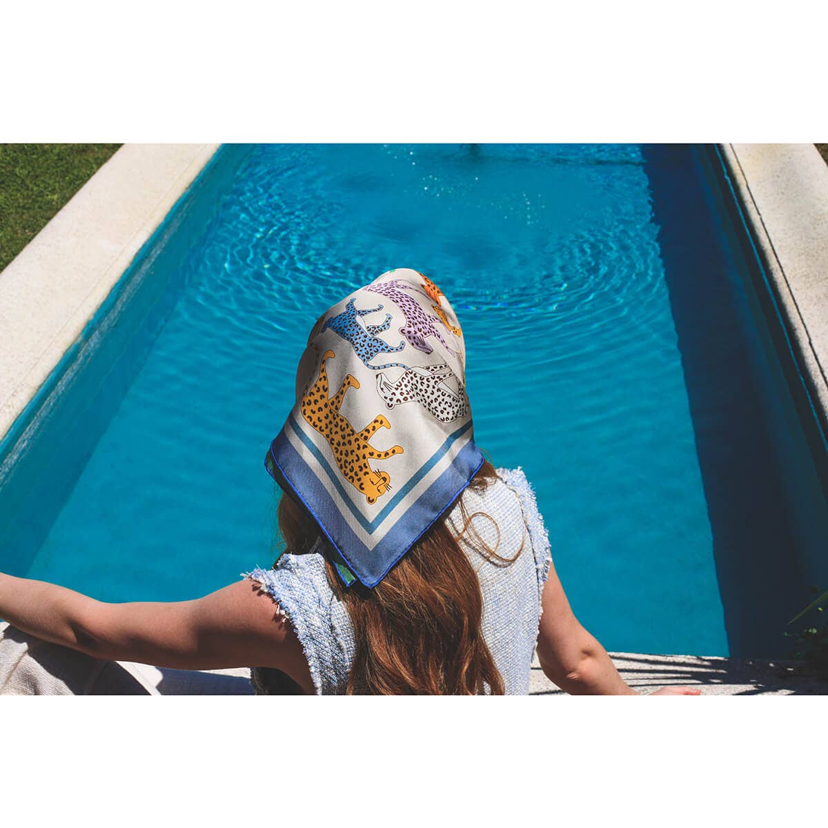 Jessie Zhao New York | Double Sided Silk Scarf Of Leopards Garden