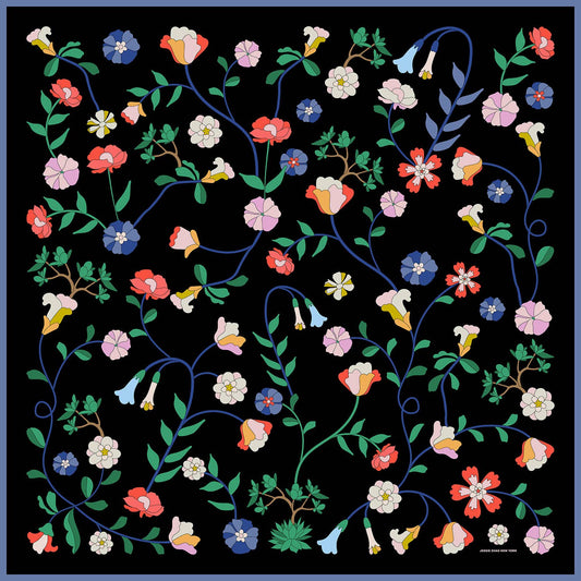 Jessie Zhao New York - Blooming Night Double Sided Silk Scarf SALE