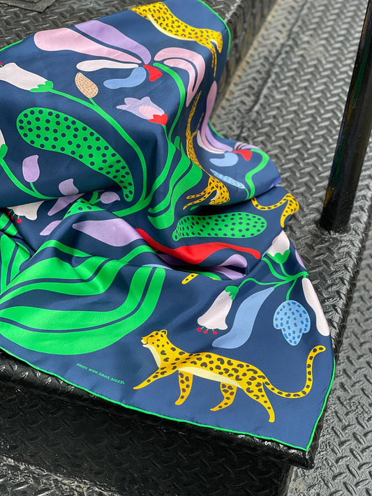 Jessie Zhao New York | Double Sided Silk Scarf Of Jungle Night