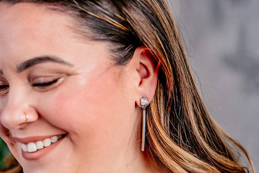 Loni Paul | Silver Crystal Bar Earrings