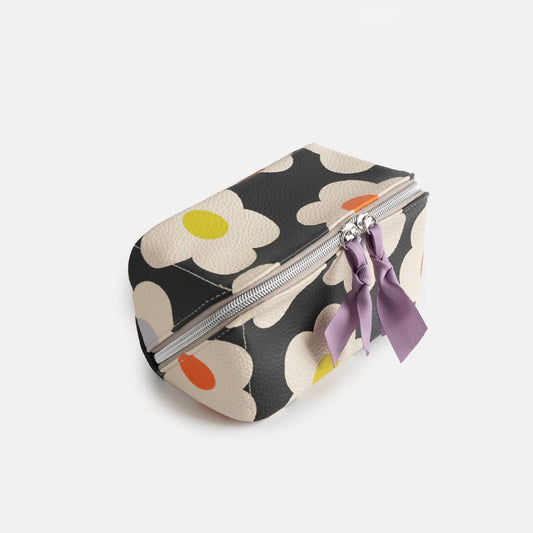 Caroline Gardner | Multi Flower Charcoal Diagonal Cosmetic Bag