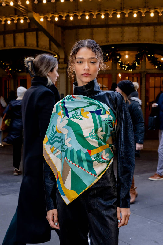 Jessie Zhao New York | Double Sided Wool Silk Scarf Of Tropical Breeze