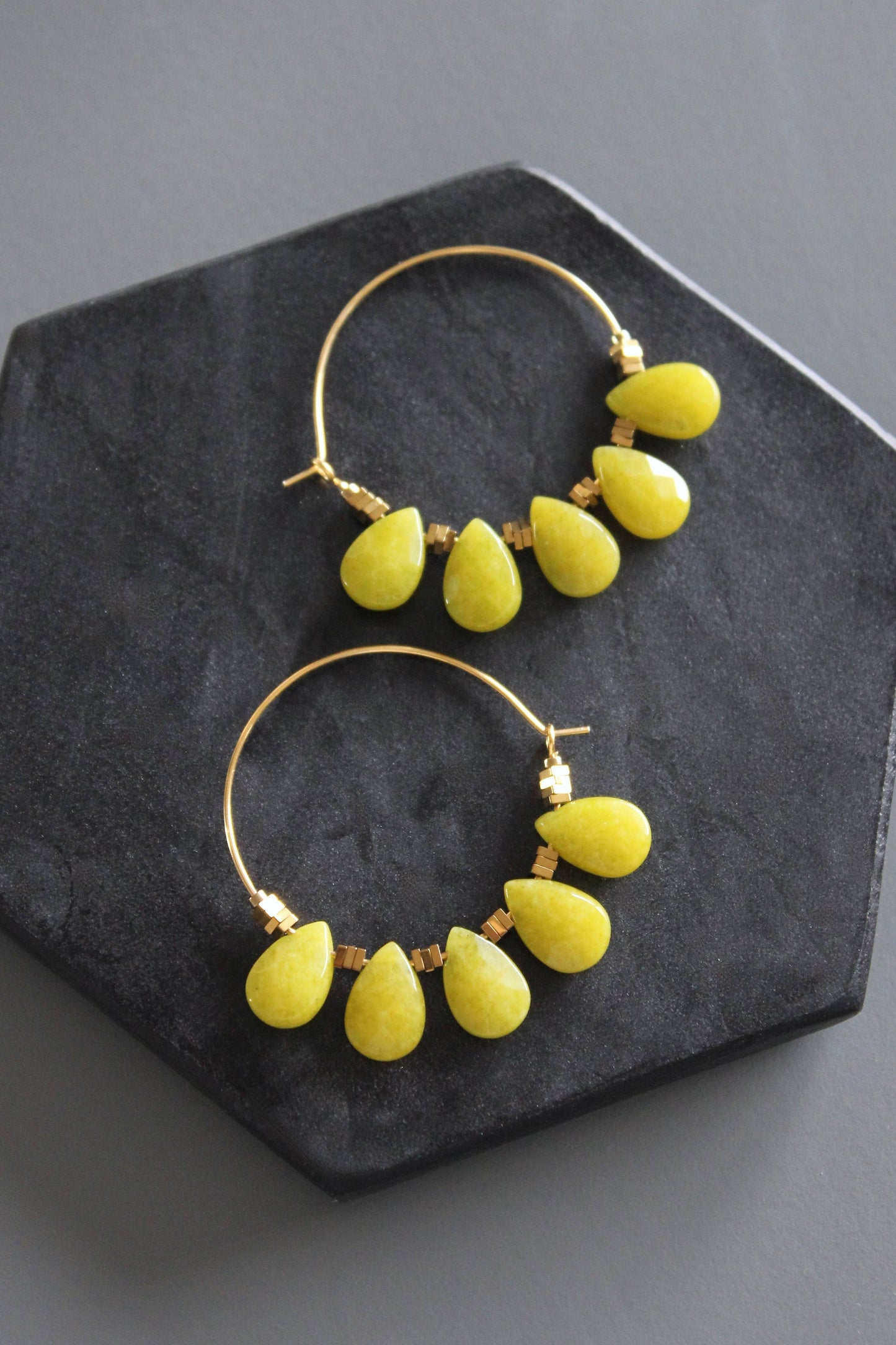 David Aubrey | Dyed olive jade hoop earrings