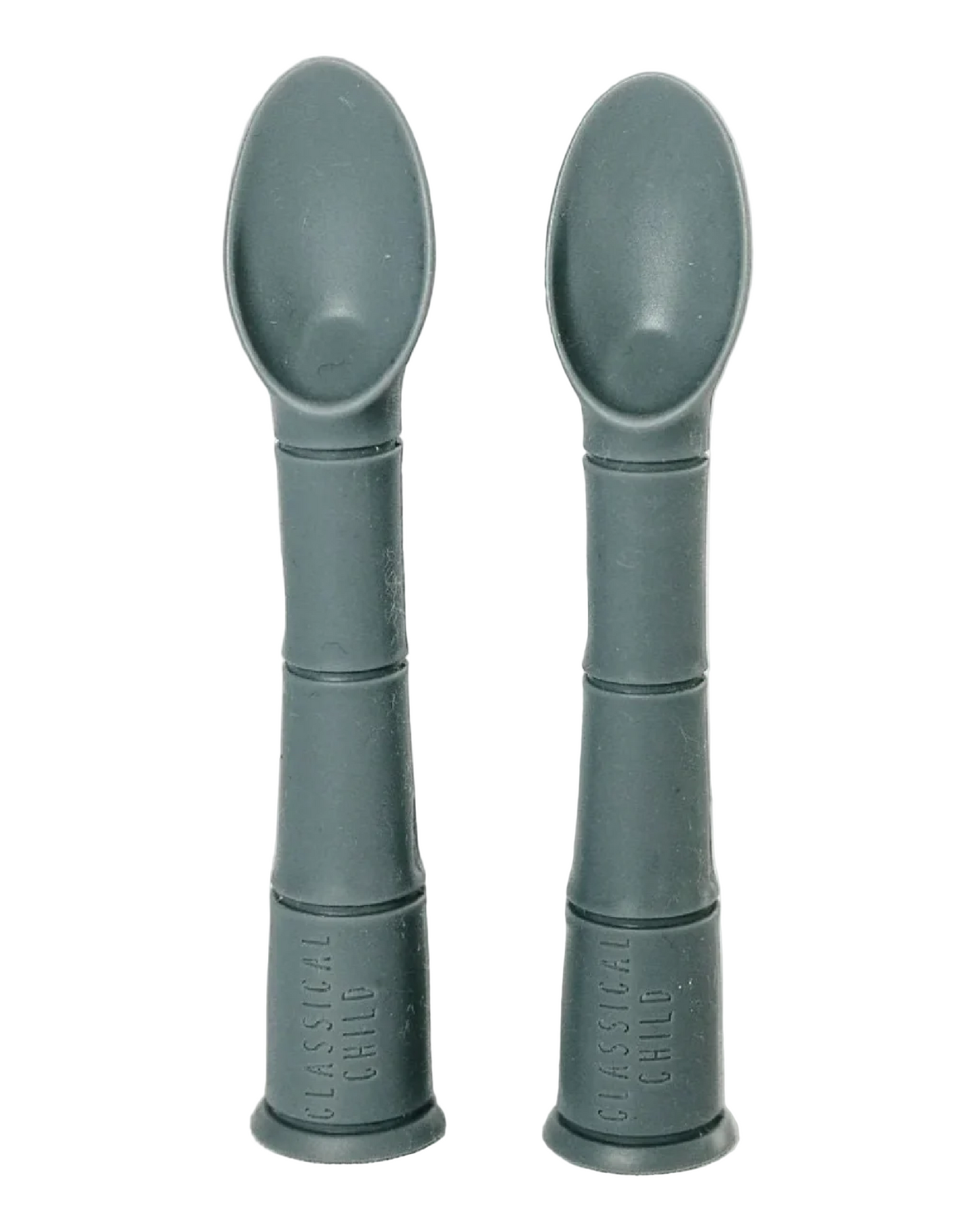 CLASSICAL CHILD | Silicone Beginner Baby Spoon 2 Pack - Denim