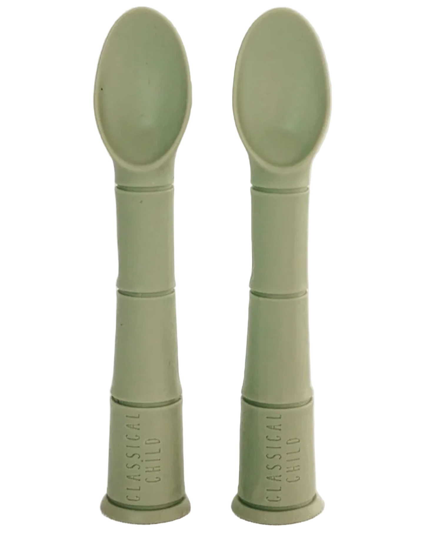 CLASSICAL CHILD | Silicone Beginner Baby Spoon 2 Pack - Sage
