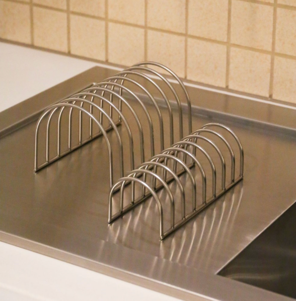 DESIGNSTUFF Dish Drainer, Brushed Steel (Set of 2)