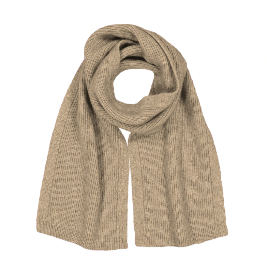 McDonald Textiles | Possum Merino Fine Rib Scarf - Mocha