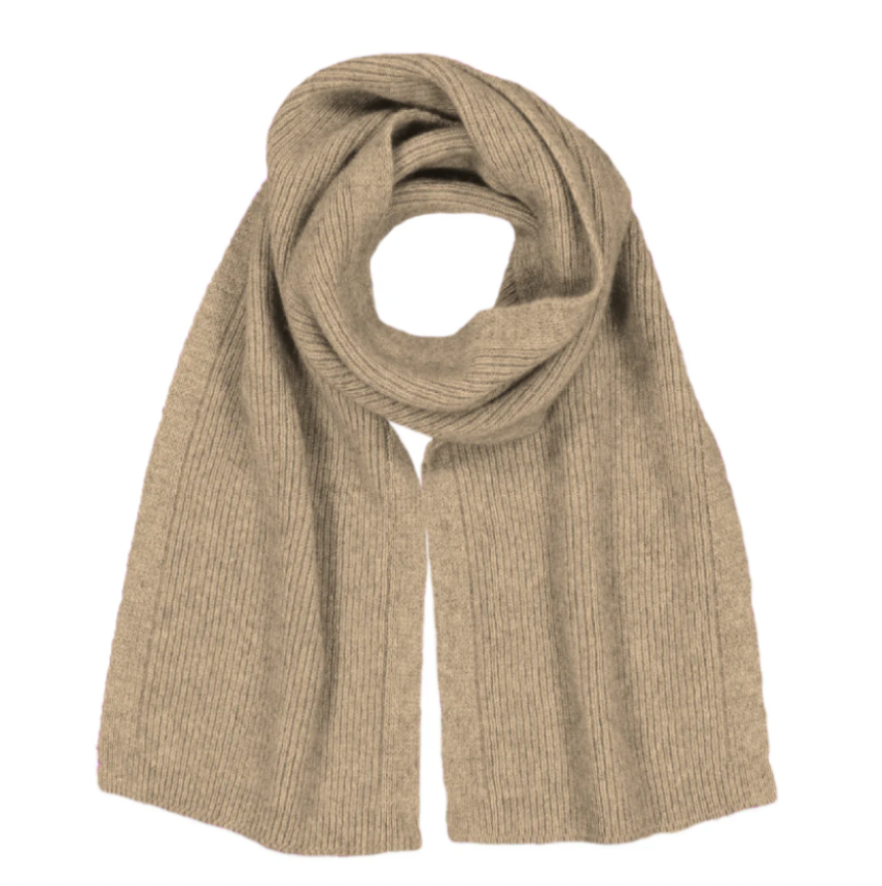 McDonald Textiles | Possum Merino Fine Rib Scarf - Mocha