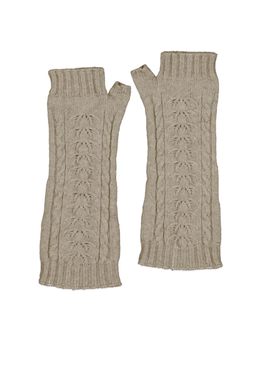 McDonald Textiles | Possum Merino Cable Glovelet, Mocha
