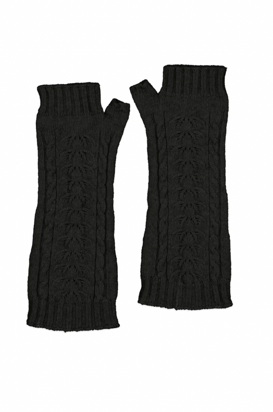 McDonald Textiles | Possum Merino Cable Glovelet Charcoal - SALE
