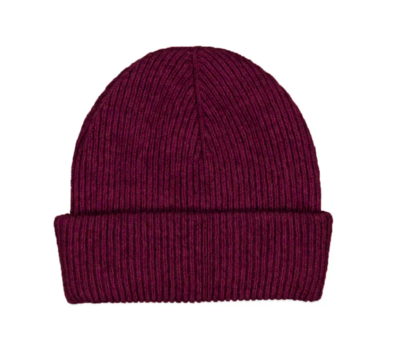 McDonald Textiles | Possum Merino Fine Rib Hat, Berry
