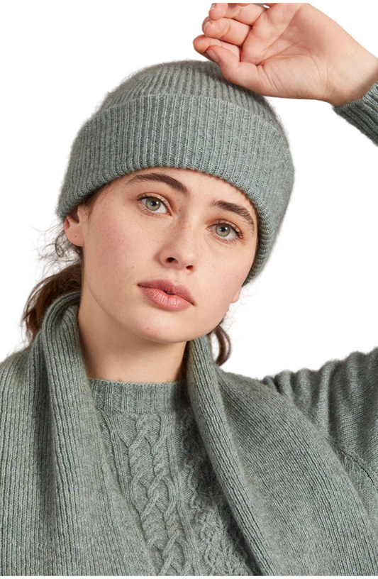 McDonald Textiles-  Possum Merino Fine Rib Hat, Mint