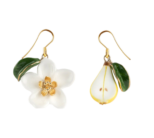 Nach Bijoux - Pear Blossom, Pear & Leaf Earrings