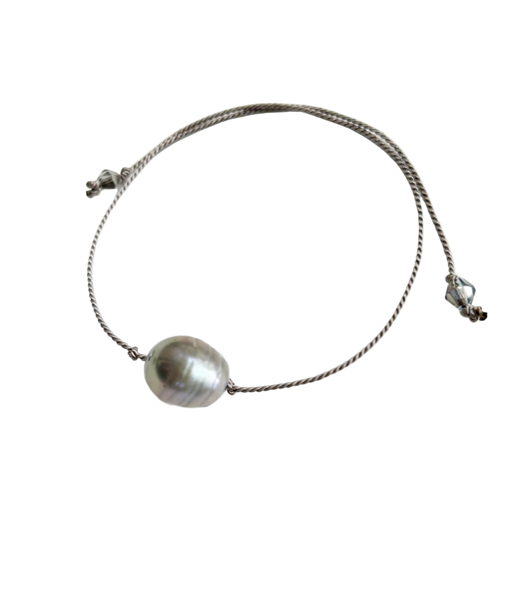 Aethera | Rui Grey Pearl Silk Cord Bracelet, Gris
