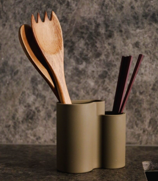 DESIGNSTUFF | Store-All Cutlery Drainer/Holder, Khaki