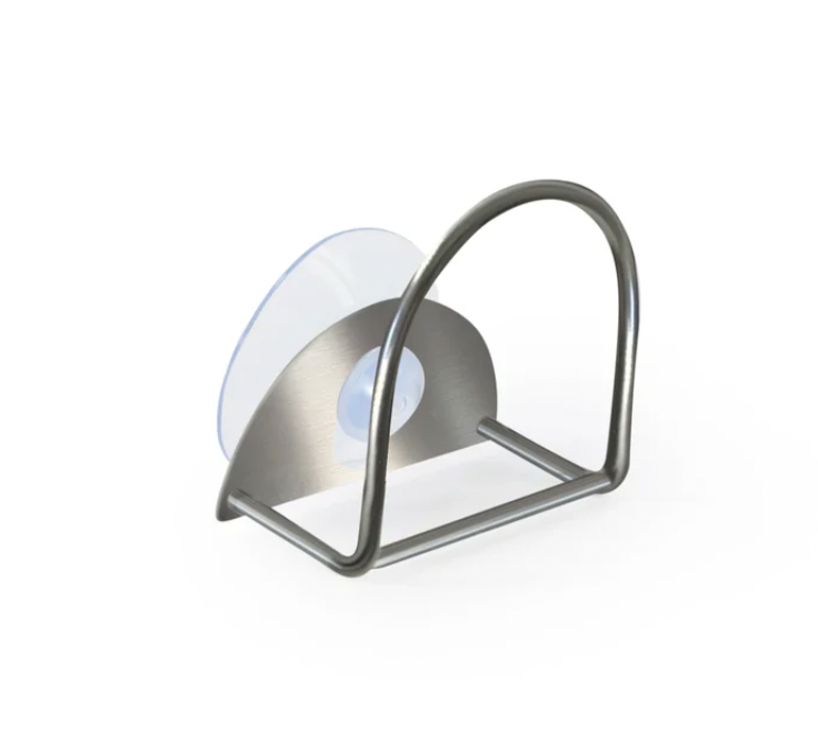 DESIGNSTUFF Sink Sponge Holder, Brushed Steel