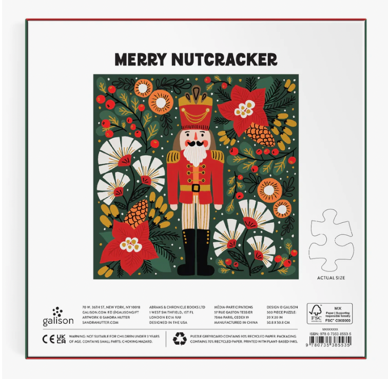 Galison | Merry Nutcracker 500PC Foil Puzzle