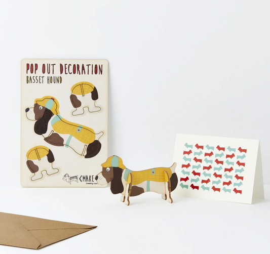 Pop Out Basset Hound Greeting Card