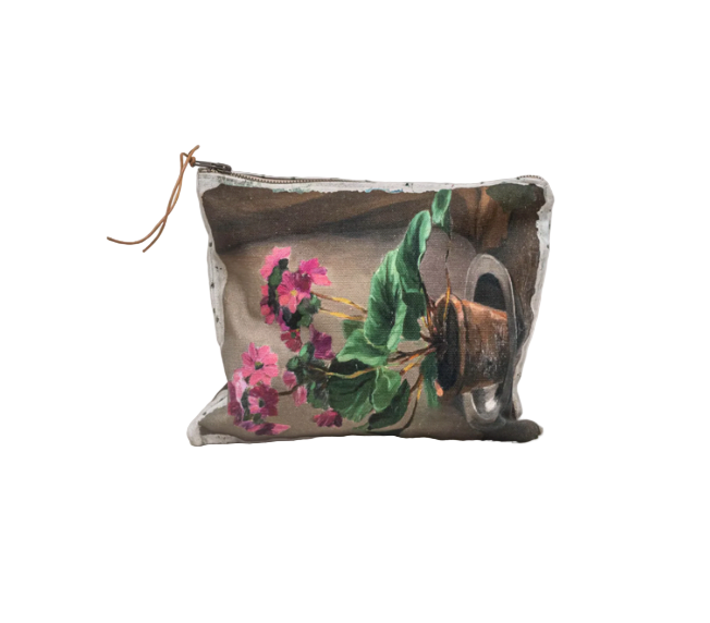 Swarm Amsterdam | Canvas Painting Zip Clutch - Pink Geraniums