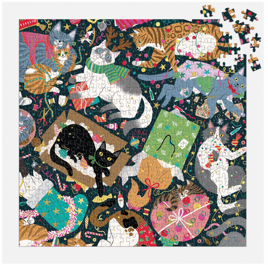 Galison | Catmas Chaos Foil Puzzle-500pc