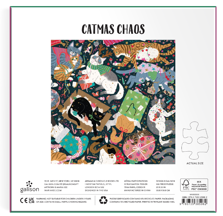 Galison | Catmas Chaos Foil Puzzle-500pc