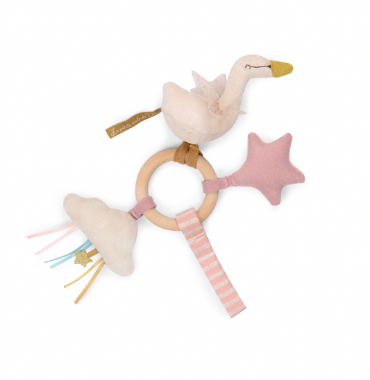 Moulin Roty | Ecole de Danse swan wooden ring rattle