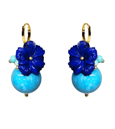 Julie Sion | Oxford Ball Earrings, Marine Blue SALE