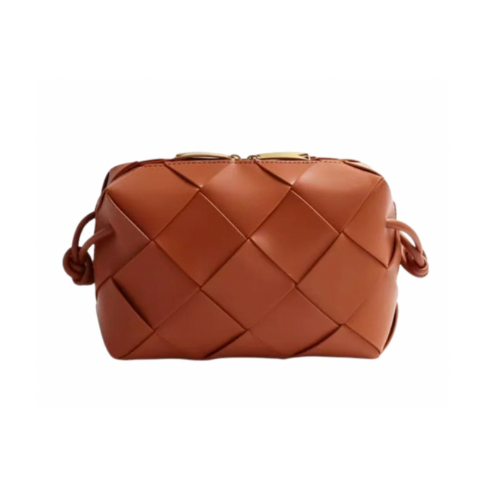 L'ORA D'ORO | Large Weave Crossbody Bag - Cognac