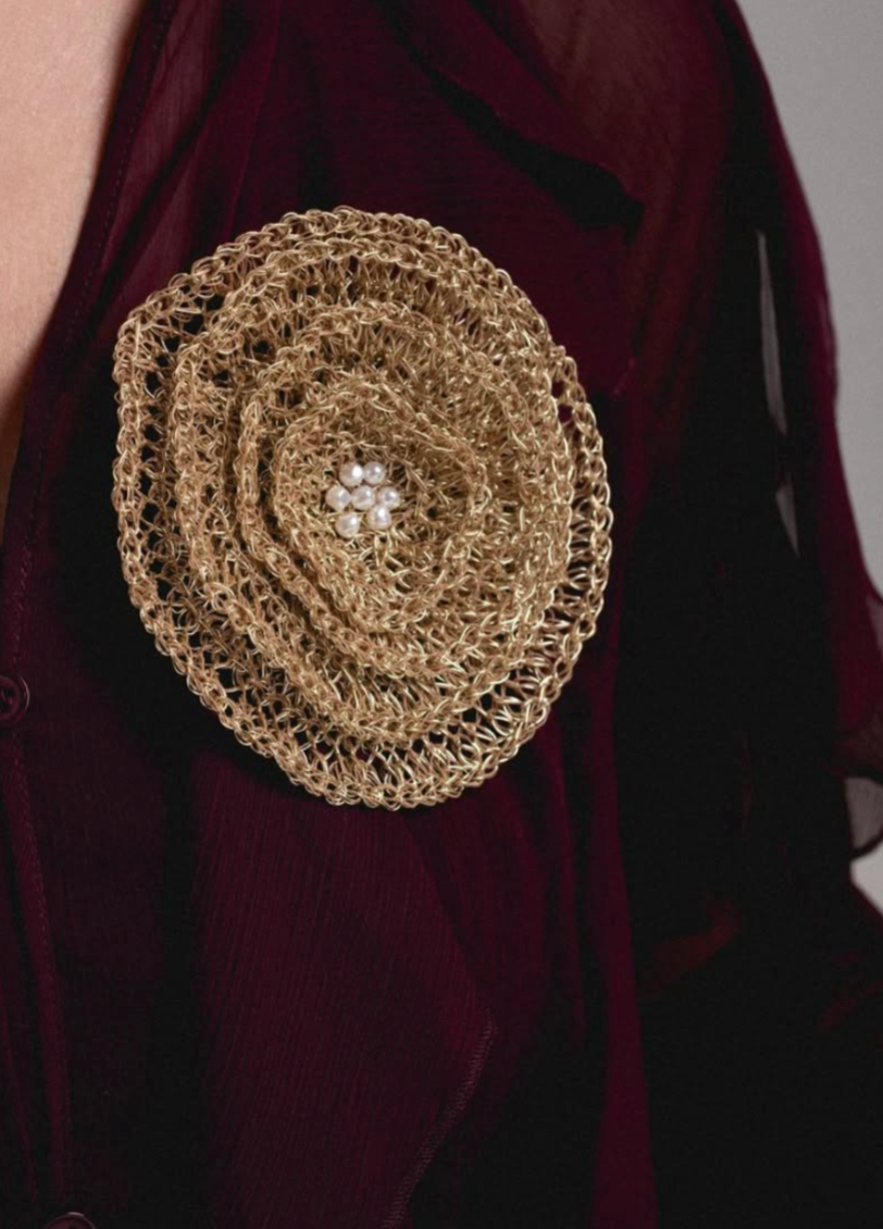 Hara Karamichali | Flower Silver/Pearl Brooch