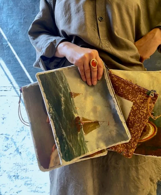 Swarm Amsterdam | Canvas Painting Zip Clutch - Sail Away