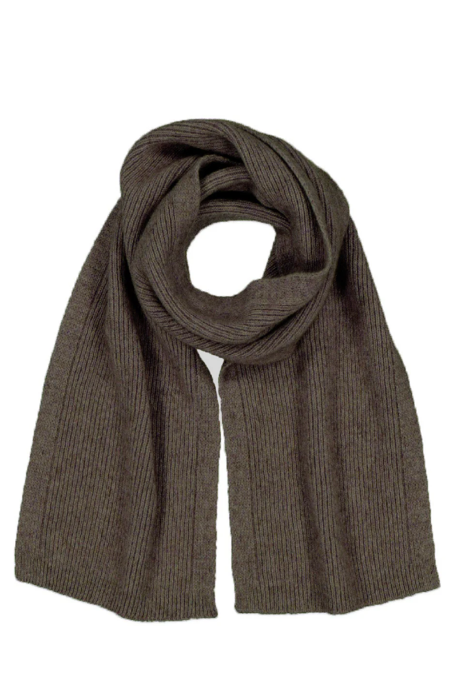 McDonald Textiles | Possum Merino Fine Rib Scarf, Bark