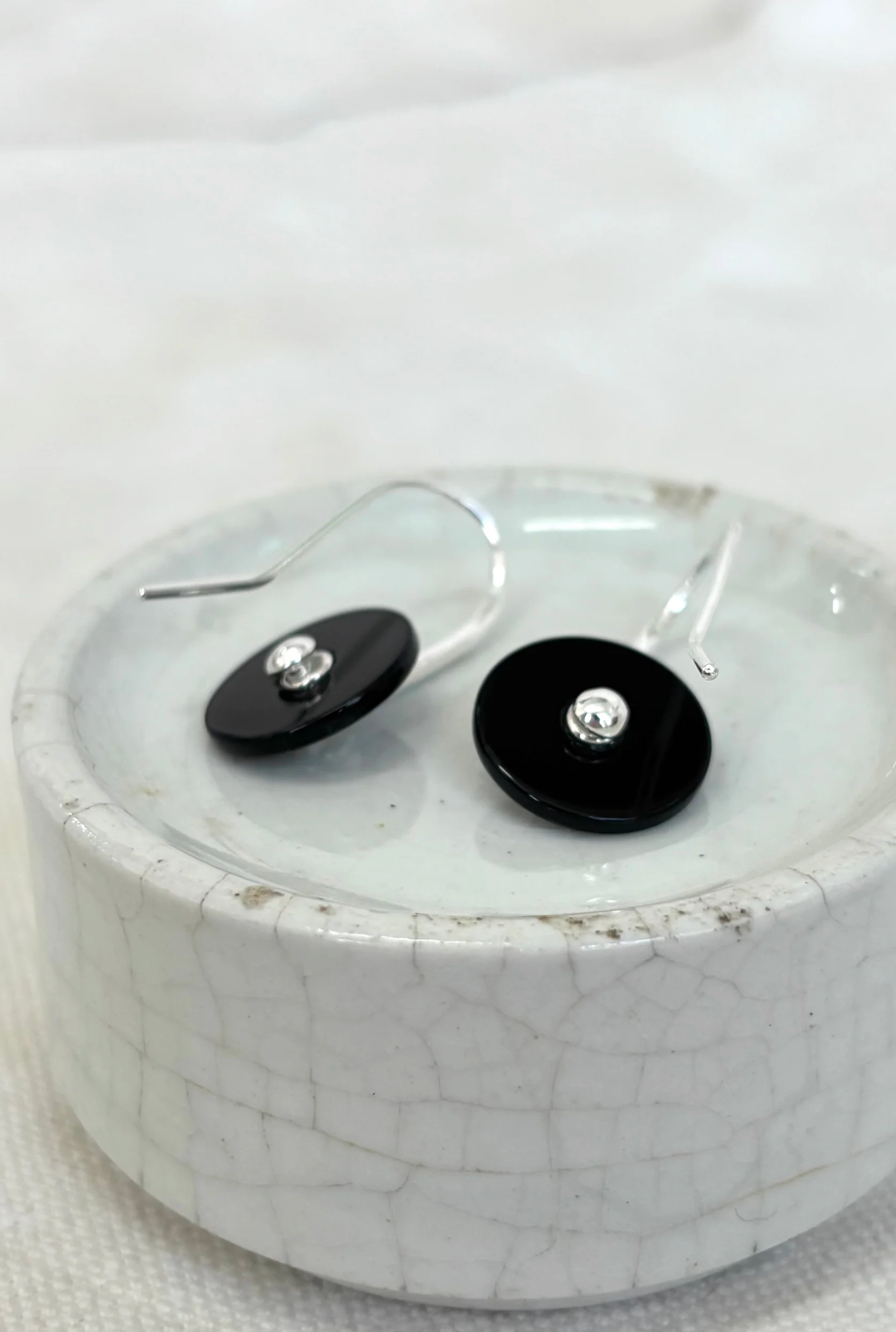 Verdant Heart | Baie Earrings Onyx - Silver