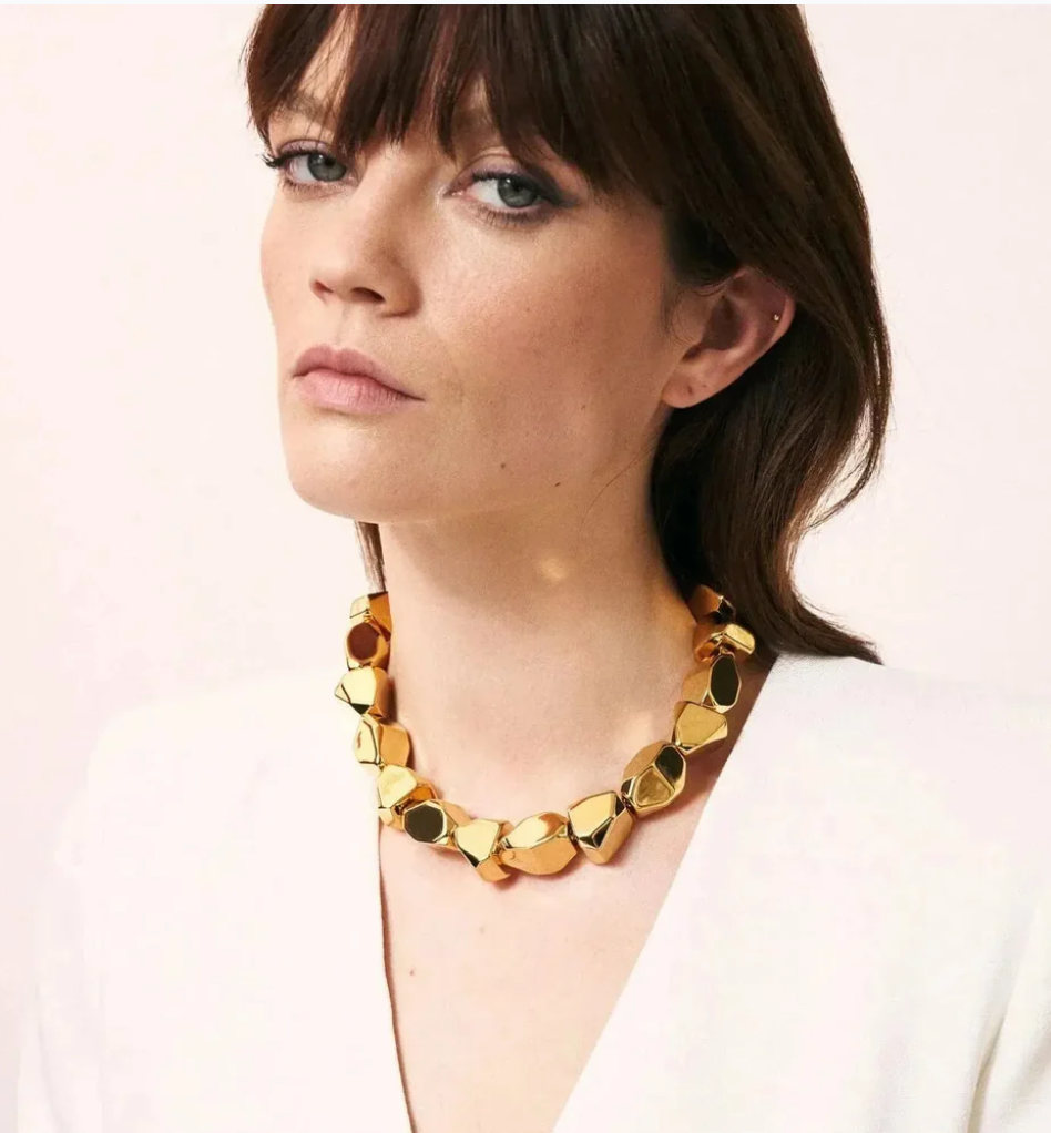 Vanessa Baroni |Stone Shaped Gold Necklace