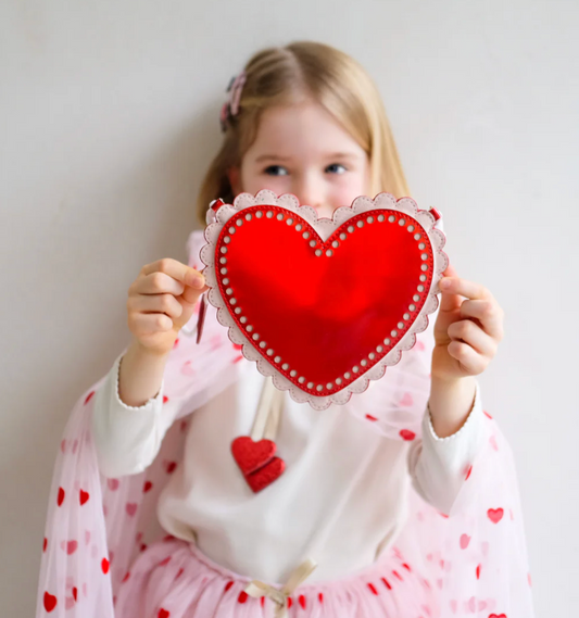 Mimi & Lula | Scalloped Heart Bag RED