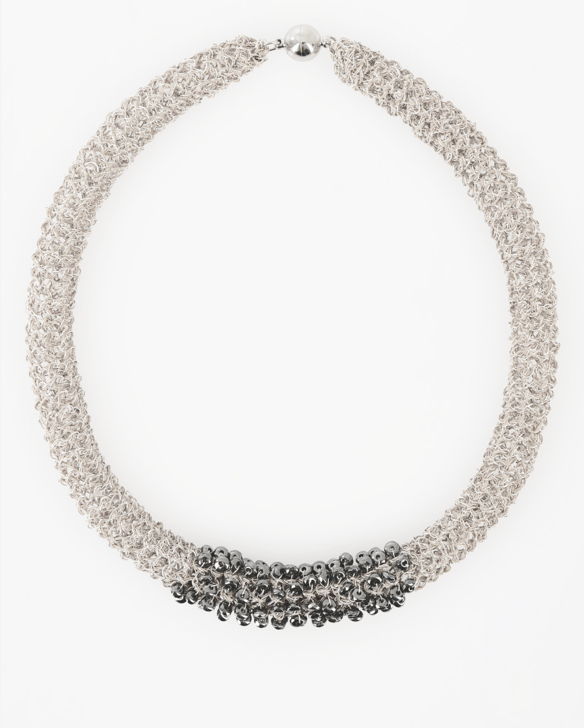 Hara Karamichali | Tube Knitting Necklace Gold - Black Agate