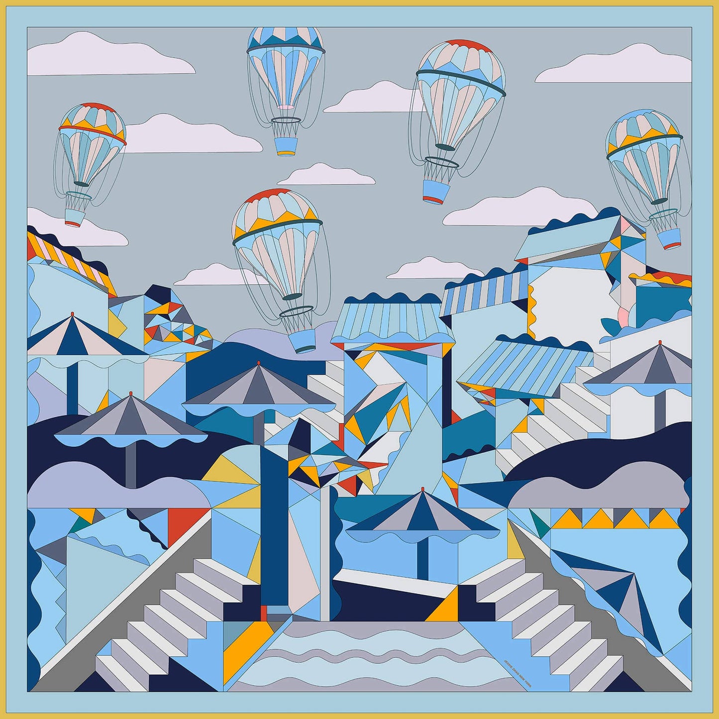 Jessie Zhao New York | Double Sided Silk Scarf of Journey