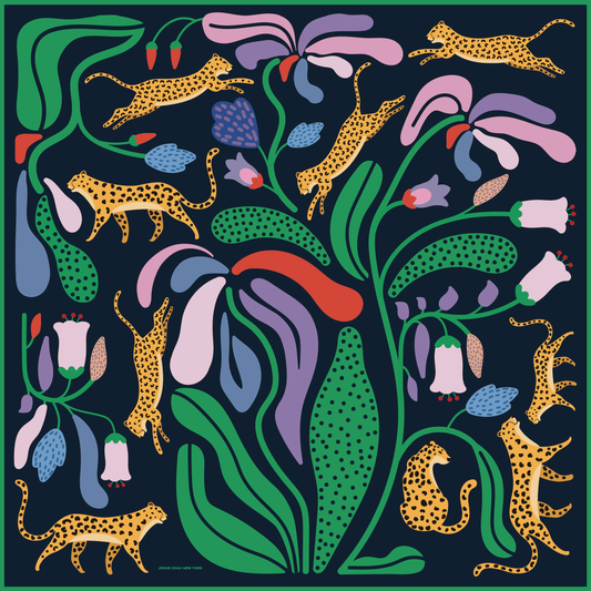 Jessie Zhao New York | Double Sided Silk Scarf Of Jungle Night