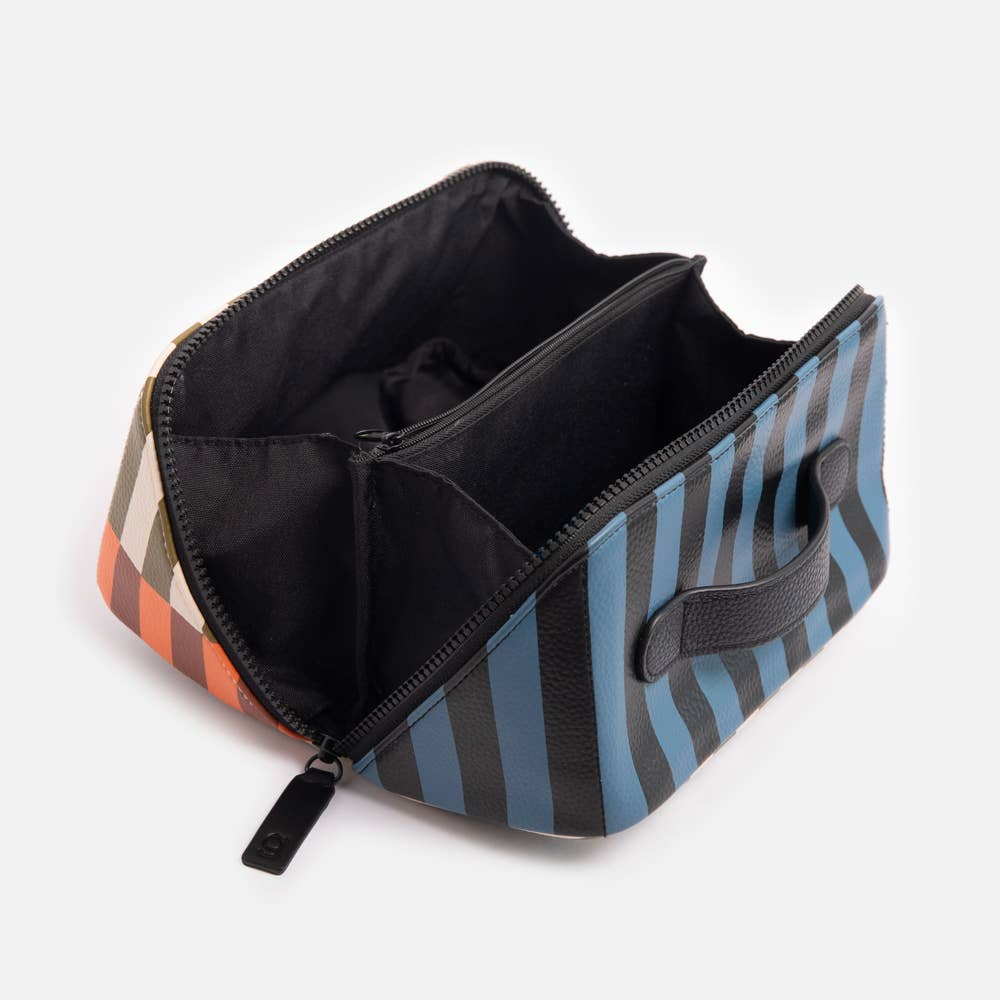 Caroline Gardner - Stripe Diagonal Zip Large Washbag