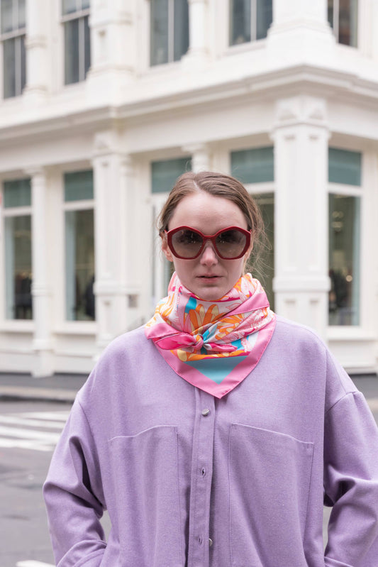 Jessie Zhao New York | Double Sided Silk Scarf of Around The World