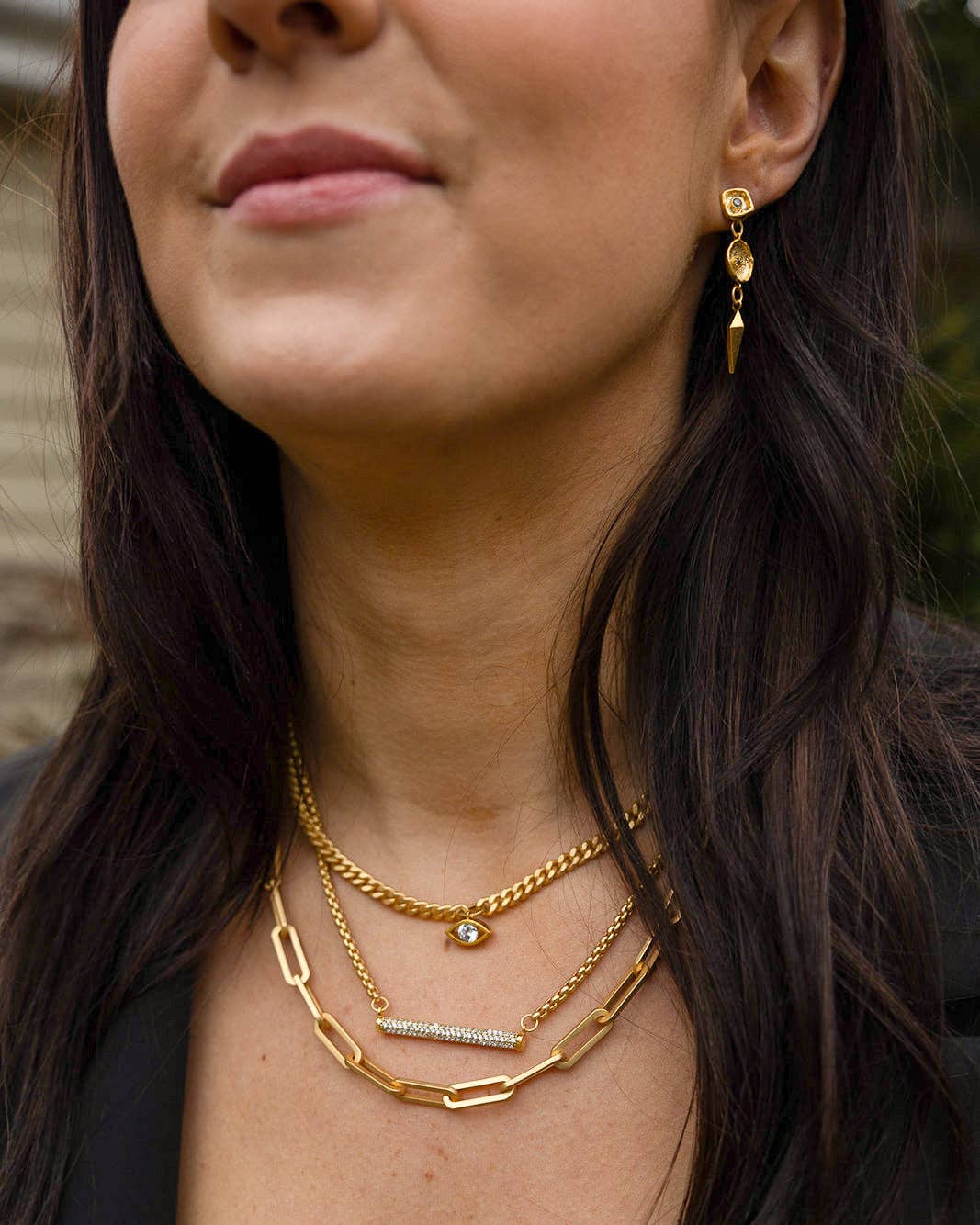 Loni Paul Jewelry - Gold Pave Bar Necklace