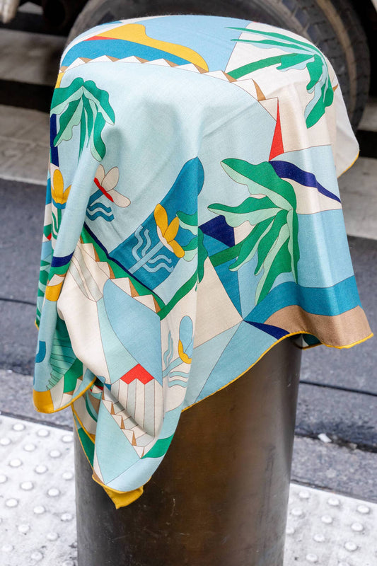 Jessie Zhao New York | Double Sided Wool Silk Scarf Of Tropical Breeze