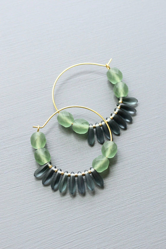 David Aubrey | Seafoam and blue montana hoop earrings