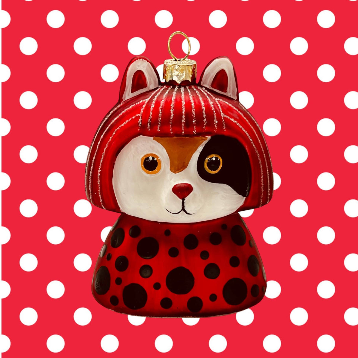 Yayoi Kusameow Calico Cat Glass Ornament