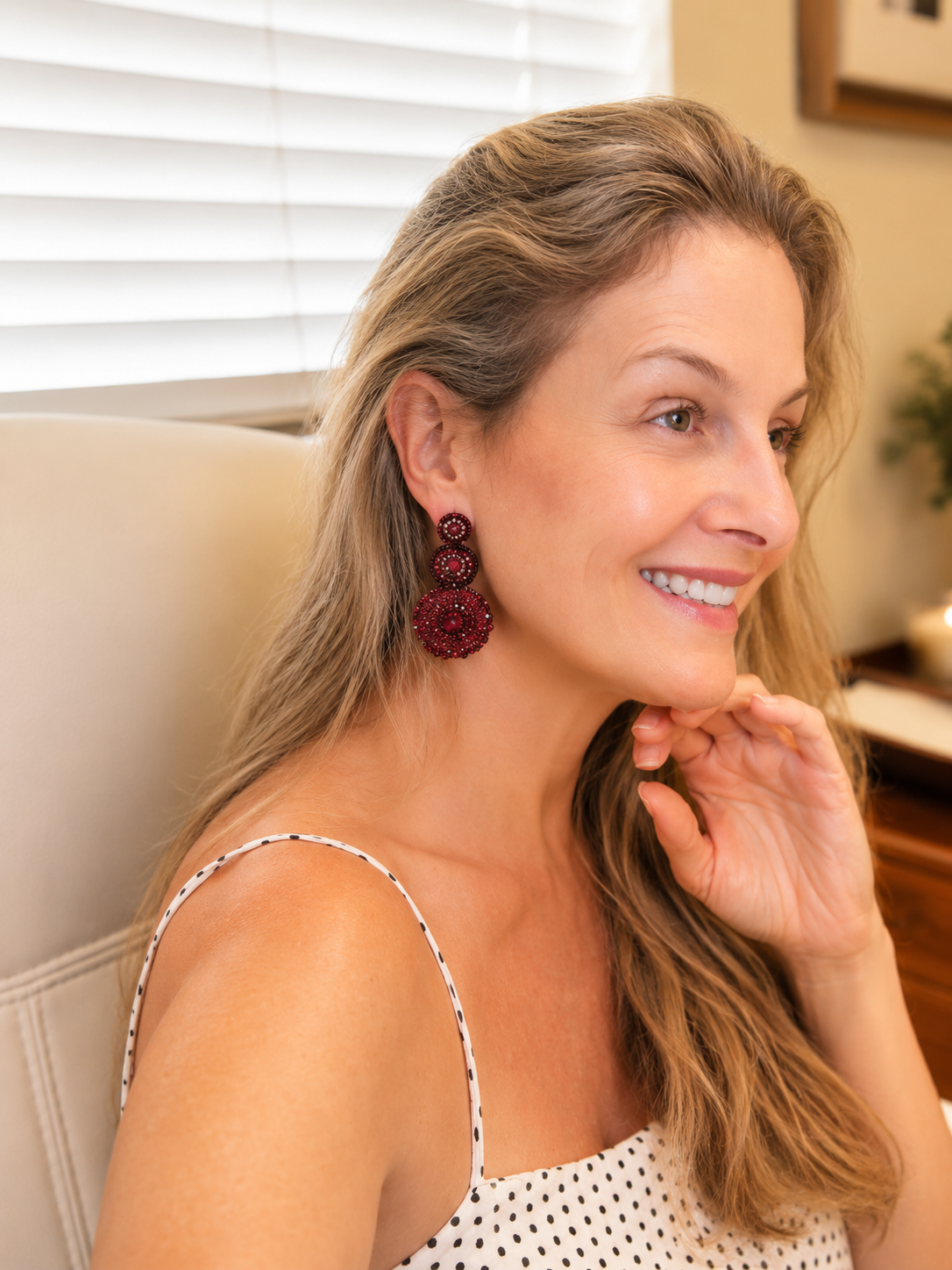 Tricia Milaneze | Burgundy Trio Crochet Earrings