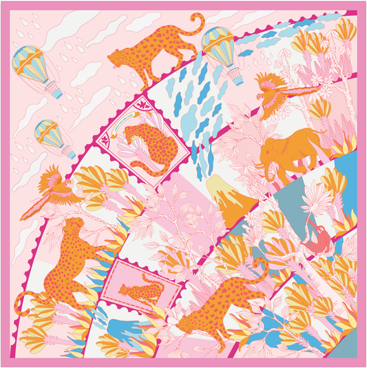 Jessie Zhao New York | Double Sided Silk Scarf of Around The World