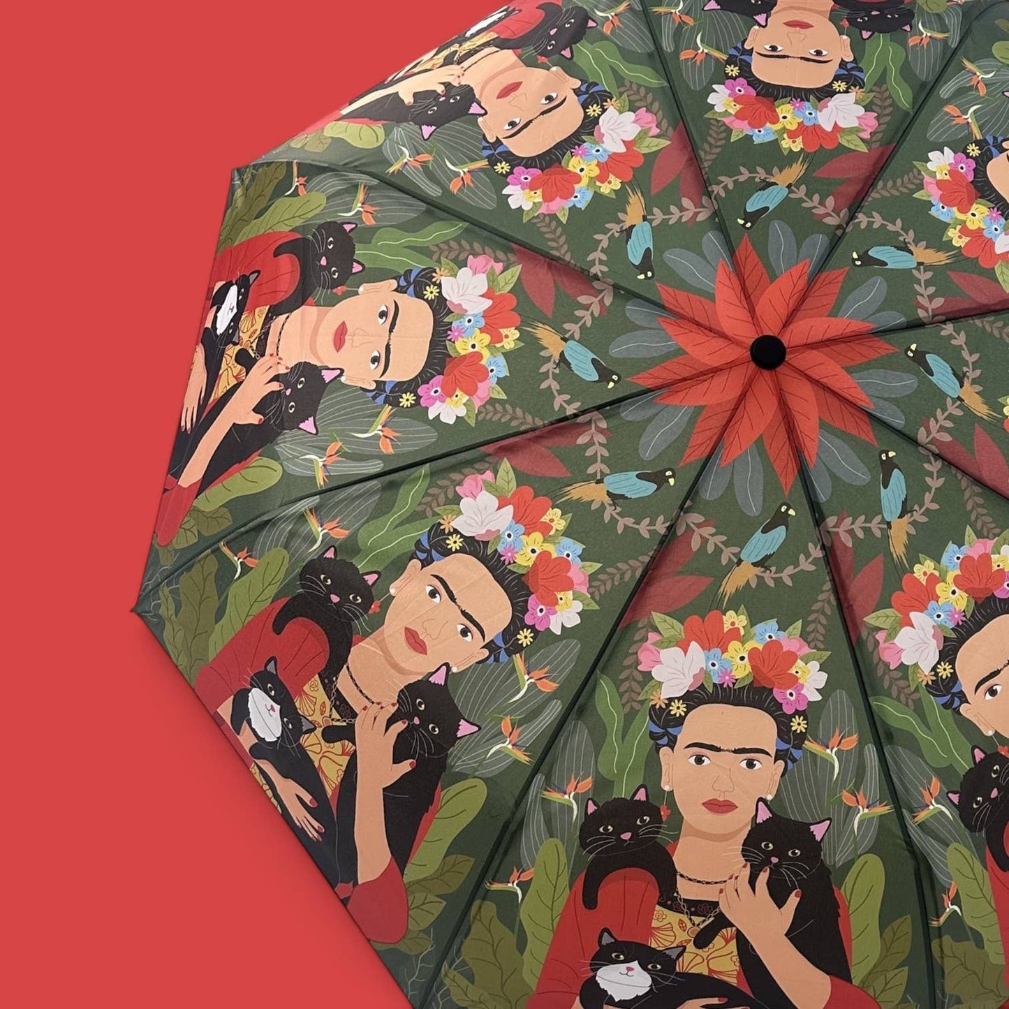 Naked Decor | Frida Kahlo with Trio Black Kitties Umbrella 